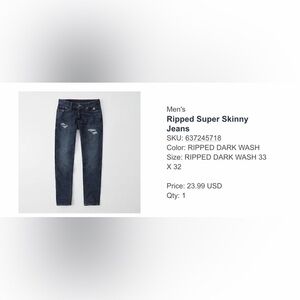 Abercrombie Men's Ripped Super Skinny Jeans - Black